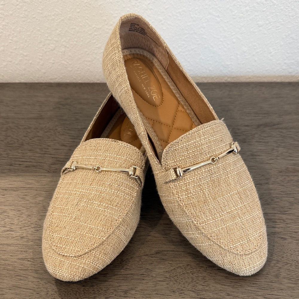 Rachael Zoe Tan & Gold Axe Loafers